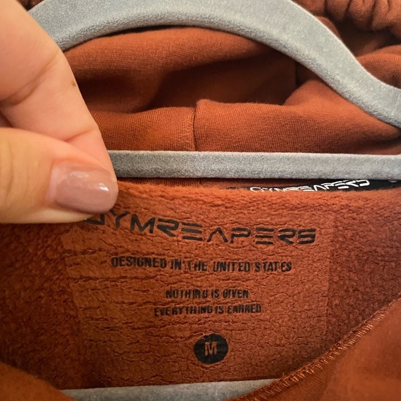 Gymreapers Heavyweight Core Skull Hoodie Brown Rust Men’s Soft Terry Cotton - Picture 4 of 5